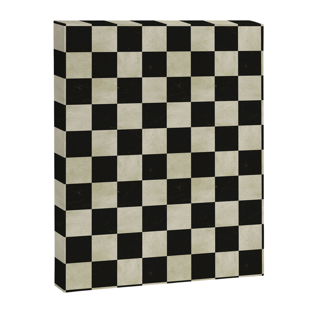 Distressed Black and White Checkerboard Pattern Canvas Print Gallery Image 8