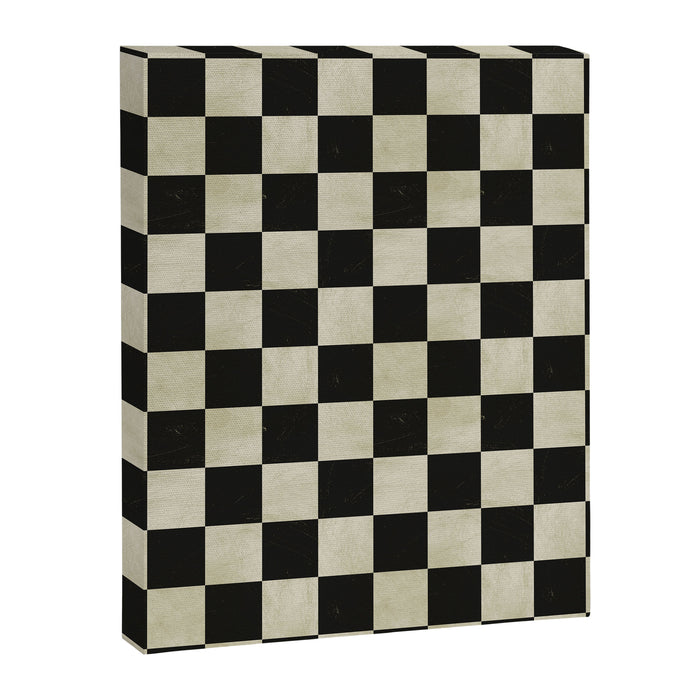 Distressed Black and White Checkerboard Pattern Canvas Print Gallery Image 1