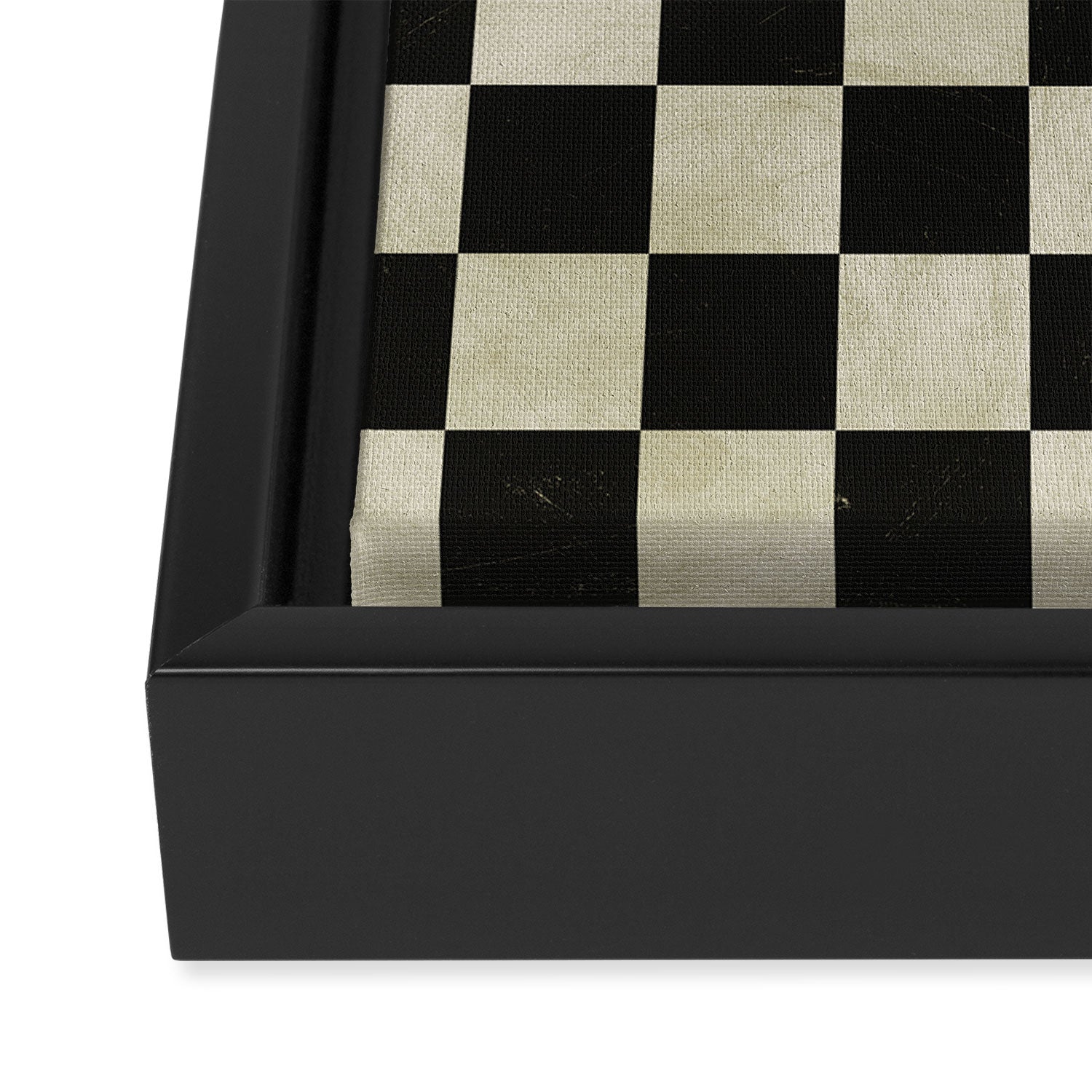 Distressed Black and White Checkerboard Pattern Framed Canvas Print Gallery Image 3
