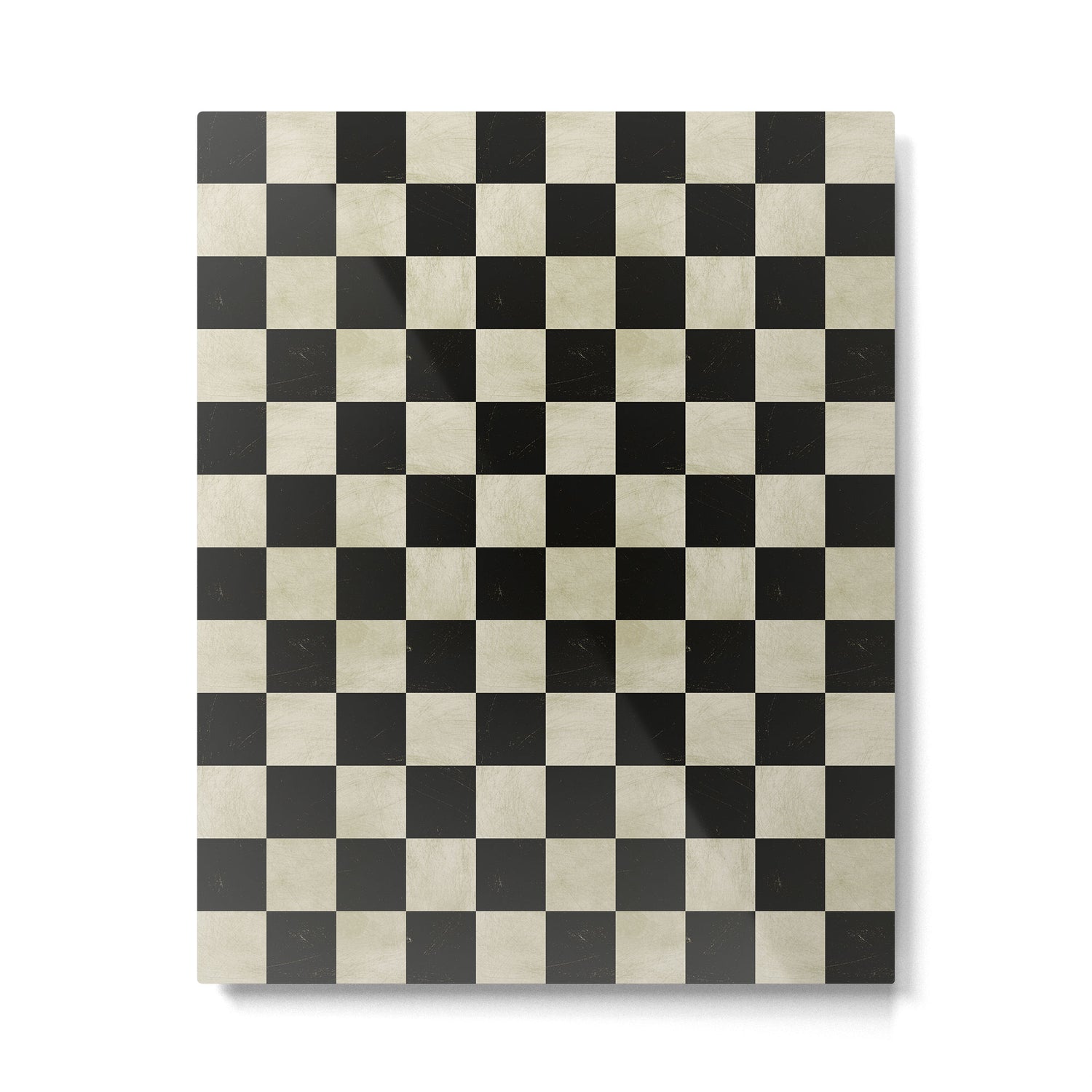 Distressed Black and White Checkerboard Pattern Metal Print Gallery Image 6