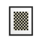 Distressed Black and White Checkerboard Pattern Framed Art Print Gallery Image 6