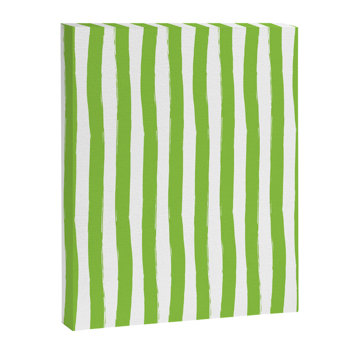Green and White Cabana Stripes Palm Beach Preppy Canvas Print Gallery Image 1