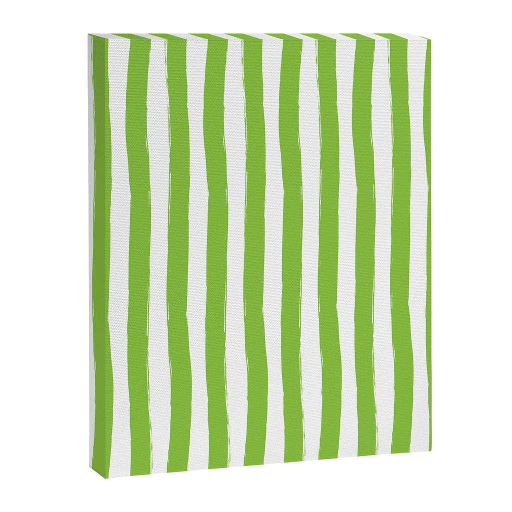Green and White Cabana Stripes Palm Beach Preppy Canvas Print Gallery Image 8