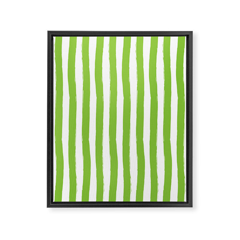Green and White Cabana Stripes Palm Beach Preppy Framed Canvas Print Gallery Image 8