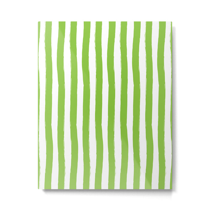Green and White Cabana Stripes Palm Beach Preppy Metal Print Gallery Image 1