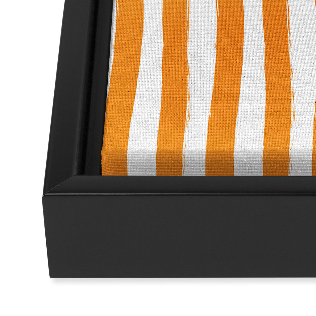 Orange and White Cabana Stripes Palm Beach Preppy Framed Canvas Print Gallery Image 3