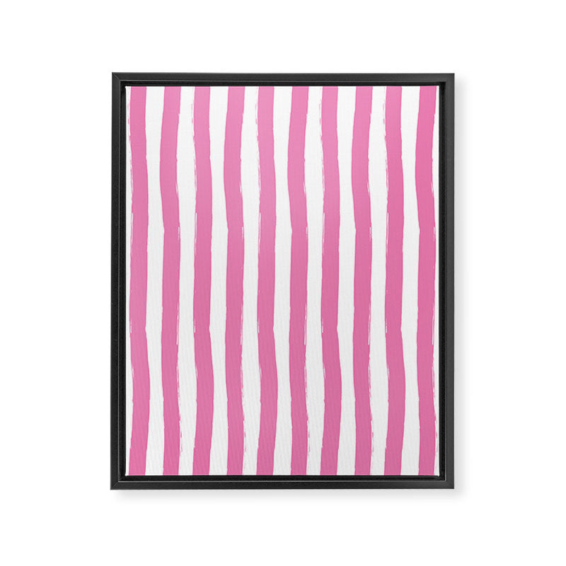Pink and White Cabana Stripes Palm Beach Preppy Framed Canvas Print Gallery Image 8