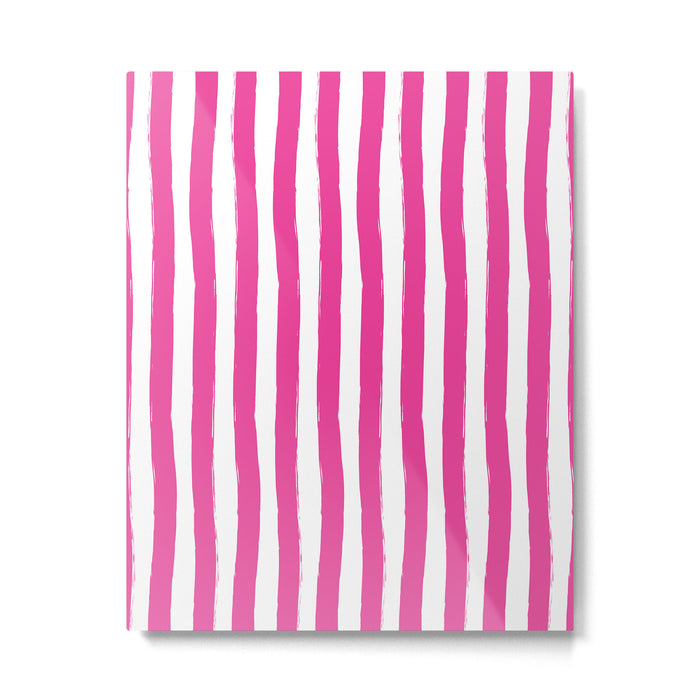 Pink and White Cabana Stripes Palm Beach Preppy Metal Print Gallery Image 1