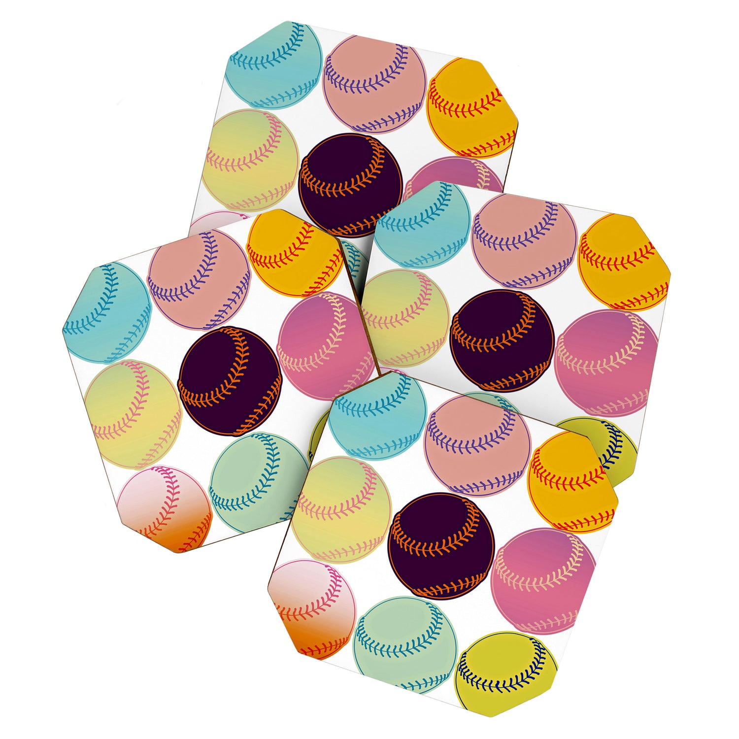 Pop Art Baseballs Coaster Gallery Image 1