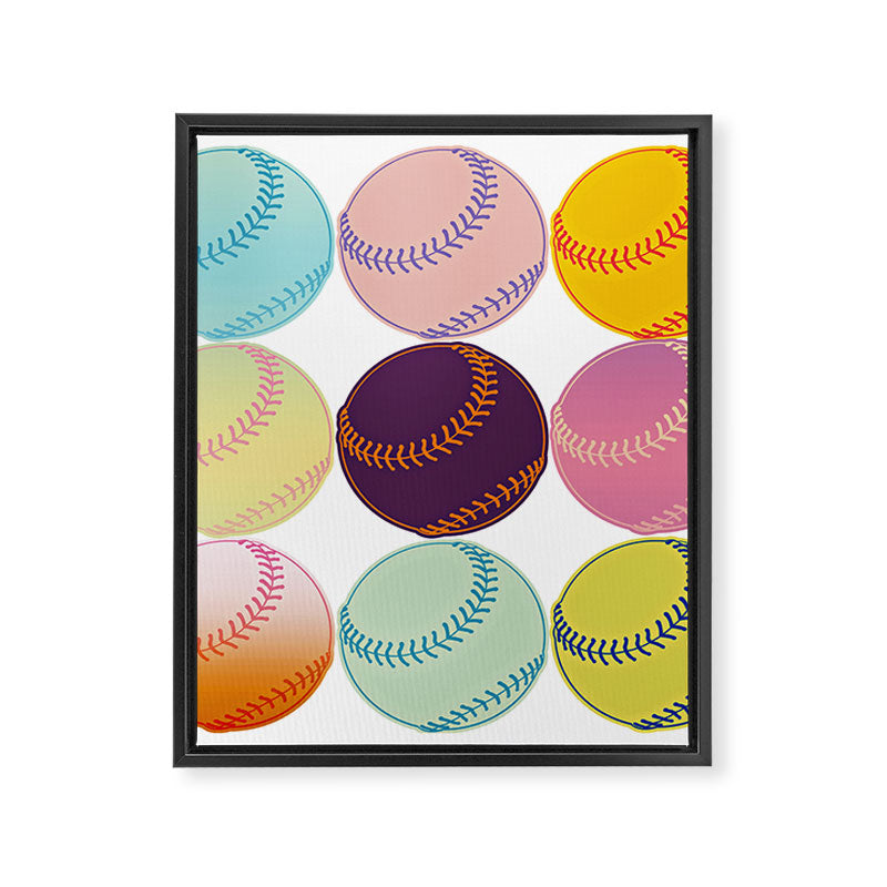 Pop Art Baseballs Framed Canvas Print Gallery Image 8