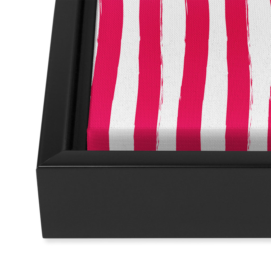 Red and White Cabana Stripes Palm Beach Preppy Framed Canvas Print Gallery Image 3