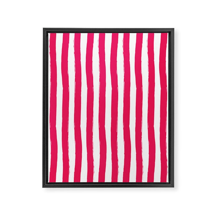Red and White Cabana Stripes Palm Beach Preppy Framed Canvas Print Gallery Image 1