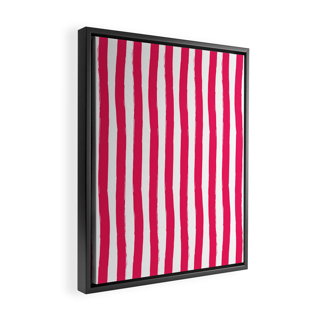 Red and White Cabana Stripes Palm Beach Preppy Framed Canvas Print Gallery Image 2