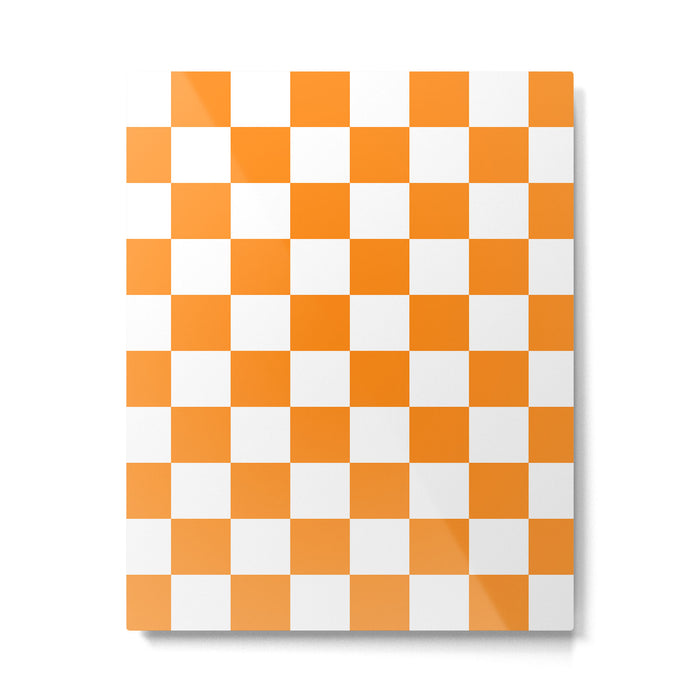 Tangerine Orange Checkerboard Pattern Palm Beach Preppy Metal Print Gallery Image 1