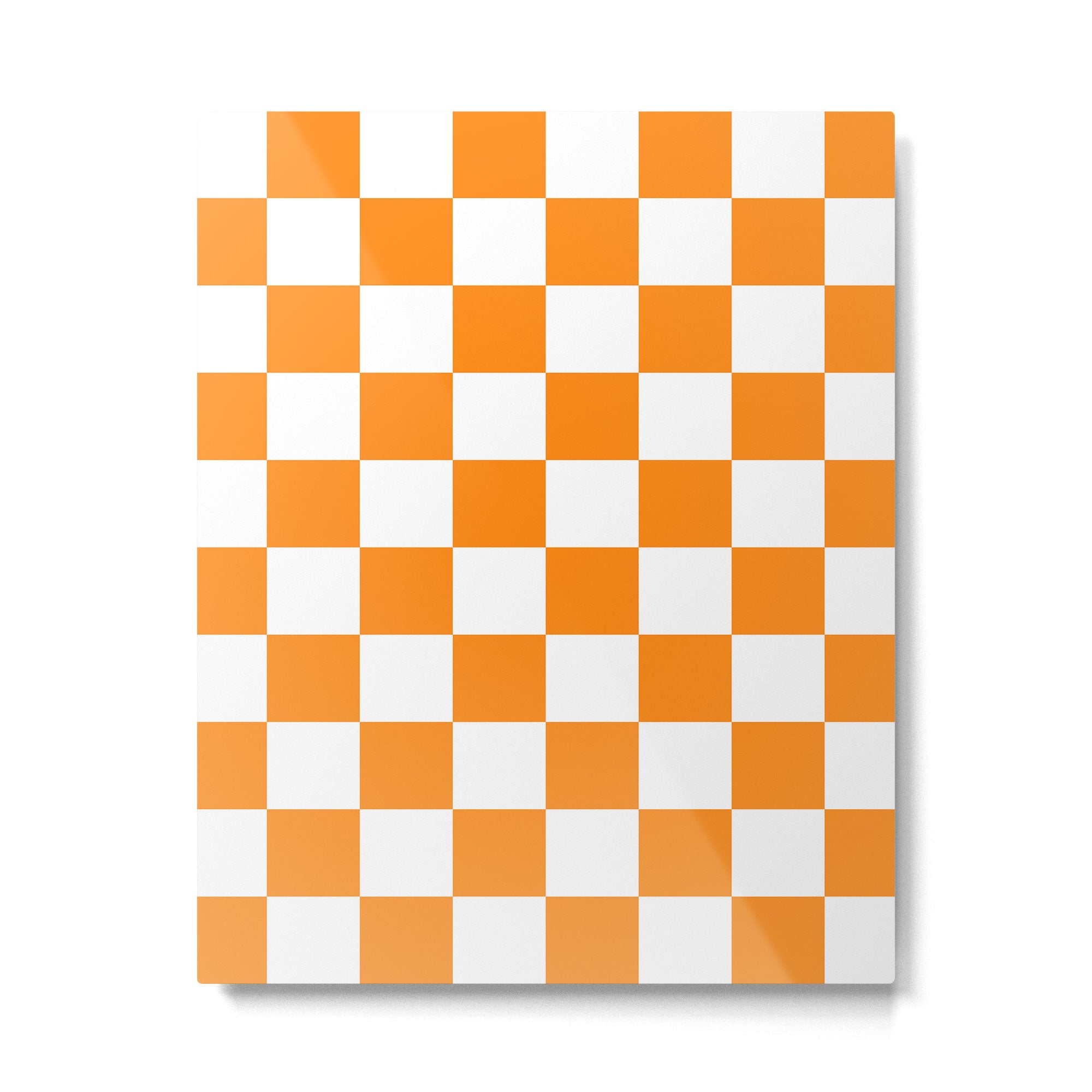 Tangerine Orange Checkerboard Pattern Palm Beach Preppy Metal Print Gallery Image 6