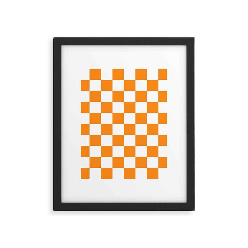 Tangerine Orange Checkerboard Pattern Palm Beach Preppy Framed Art Print Gallery Image 6