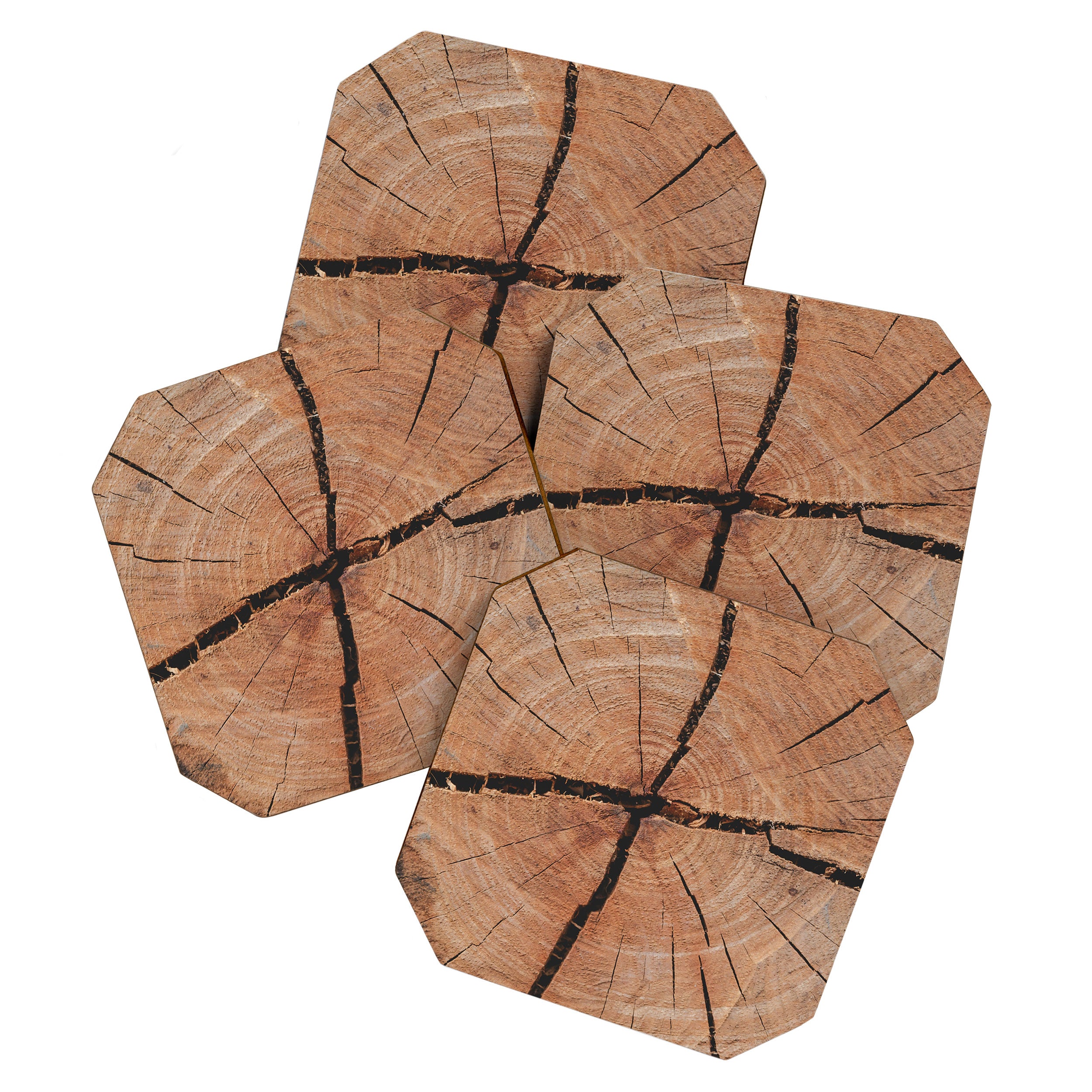 Tree Rings Rustic Cabin Lodge Raw Wood Coaster Gallery Image 1