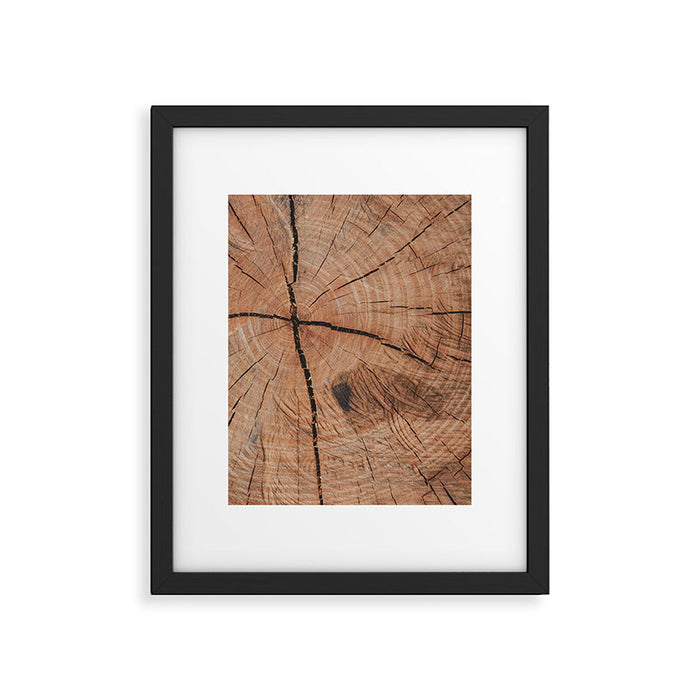 Tree Rings Rustic Cabin Lodge Raw Wood Framed Art Print Gallery Image 1