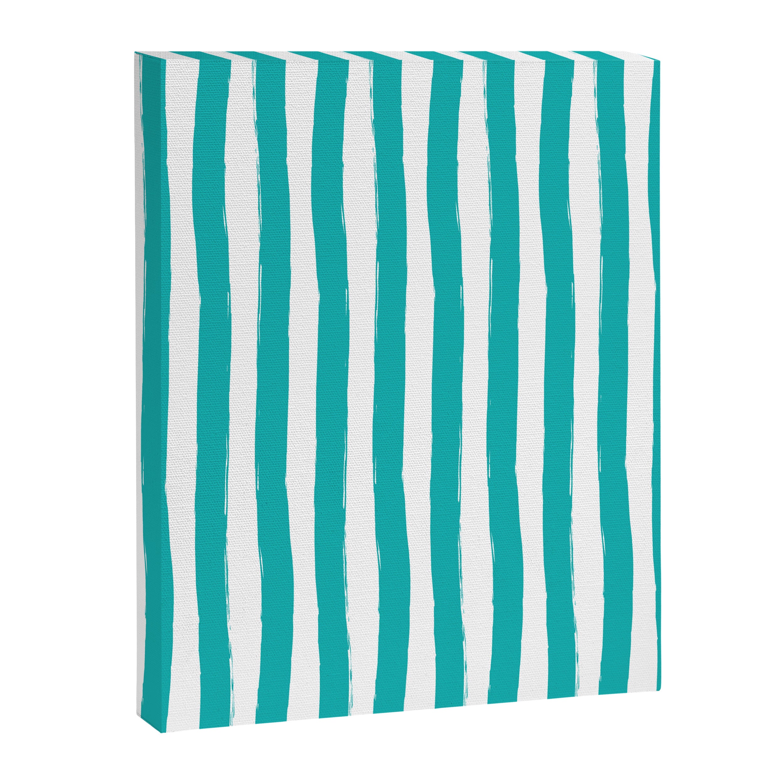 Turquoise and White Cabana Stripes Palm Beach Preppy Canvas Print Gallery Image 8