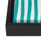 Turquoise and White Cabana Stripes Palm Beach Preppy Framed Canvas Print Gallery Image 3