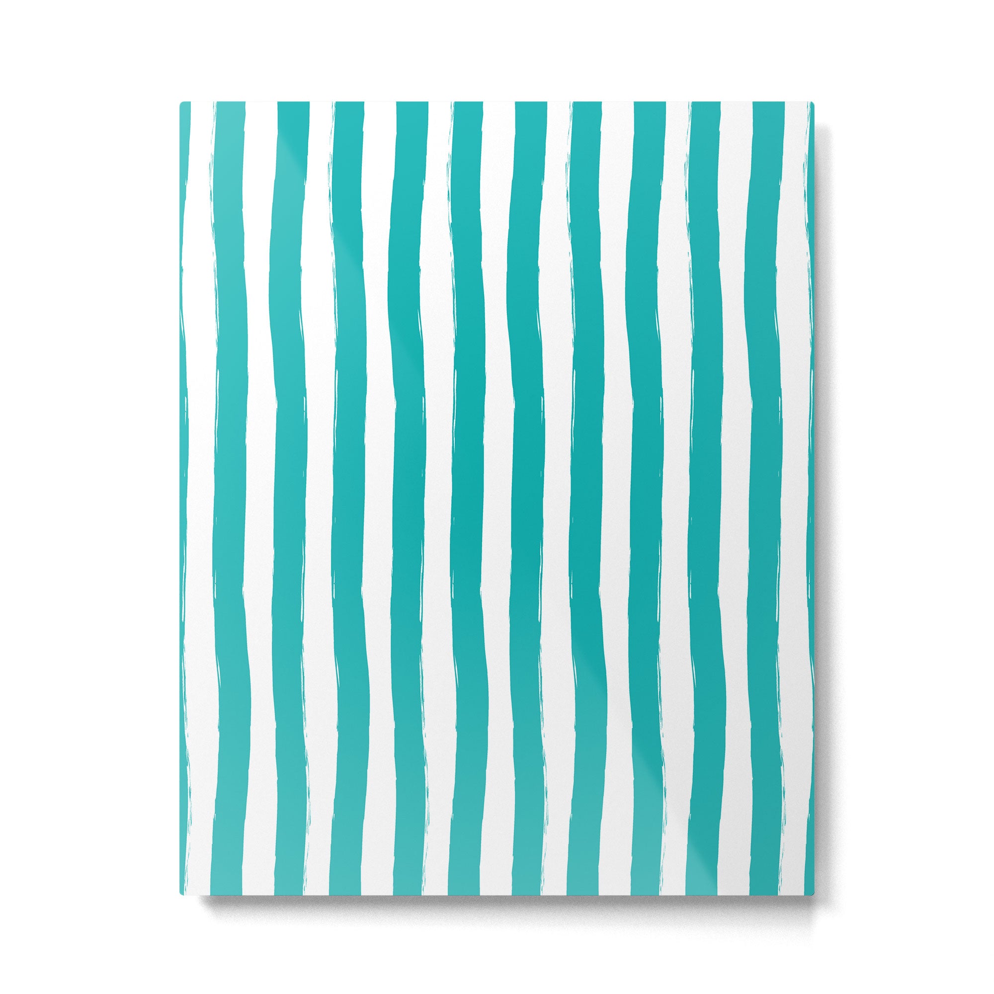 Turquoise and White Cabana Stripes Palm Beach Preppy Metal Print Gallery Image 6
