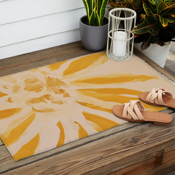 Sun Blooming Flower Outdoor Rug Gallery Image 2