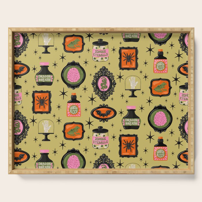 Eerie Oddities Halloween Pattern Serving Tray Gallery Image 1