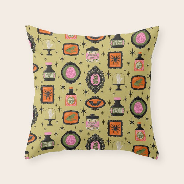 Eerie Oddities Halloween Pattern Throw Pillow Gallery Image 6