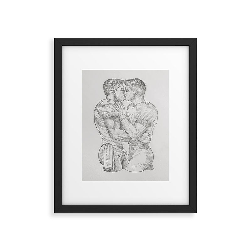 Footballers Kiss NOODDOOD sketch Framed Art Print Gallery Image 4