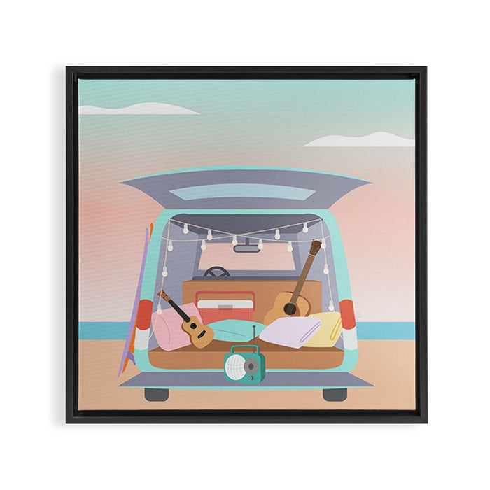 Beach Van Framed Canvas Print Gallery Image 1