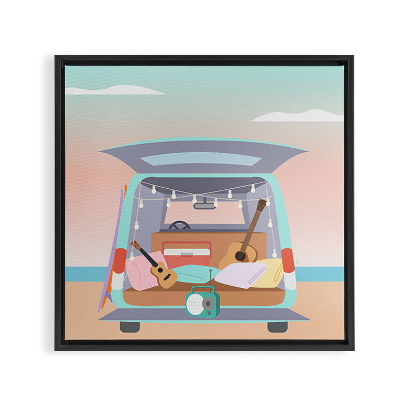 Beach Van Framed Canvas Print Gallery Image 3
