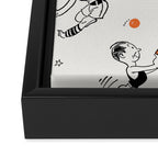 Basketball Fun Comic Illustration Pattern with Balls on Grey Background Framed Canvas Print Gallery Image 3