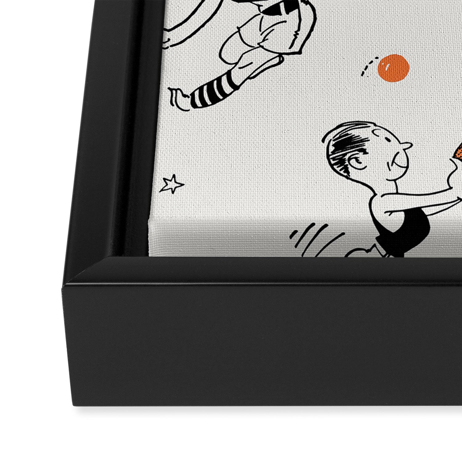 Basketball Fun Comic Illustration Pattern with Balls on Grey Background Framed Canvas Print Gallery Image 3