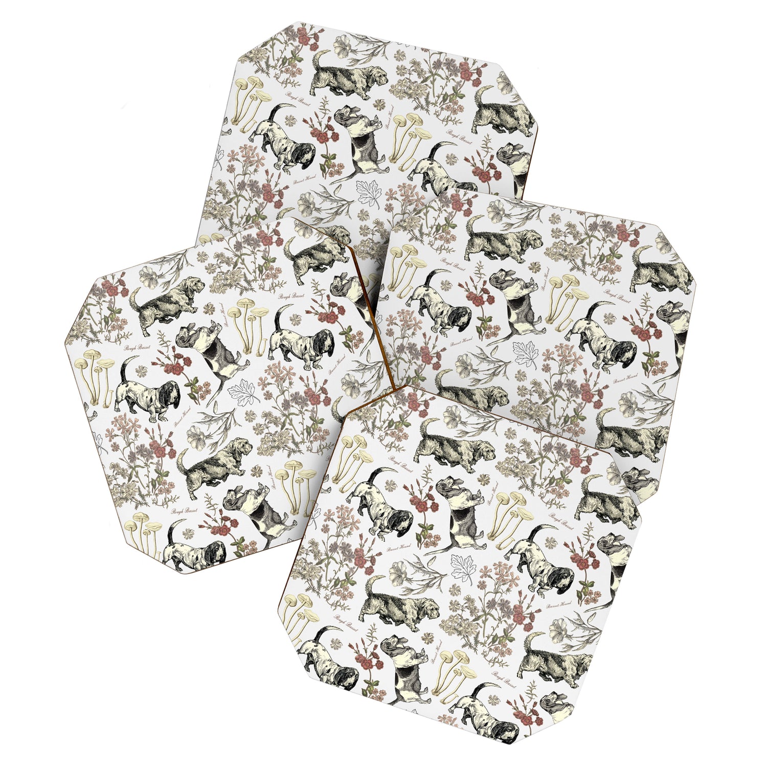 BASSET HOUNDS and MAGICAL MUSCHROOMS  Coaster Gallery Image 1
