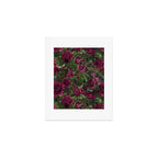 Burgundy Roses and Ravens Dark Gothic Pattern  Art Print Gallery Image 1