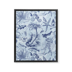 Coral Reef Life Underwater Sea Scene Blue Monochromatic Toile Pattern  Framed Canvas Print Gallery Image 6