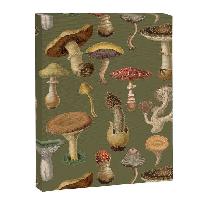 Forest Mushroom Goblincore Aesthetic Pattern - Lichen Green  Canvas Print Gallery Image 1