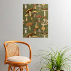 Forest Mushroom Goblincore Aesthetic Pattern - Lichen Green  Poster Gallery Image 3