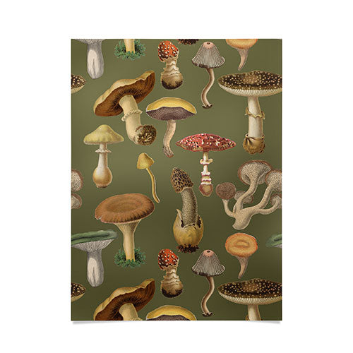 Forest Mushroom Goblincore Aesthetic Pattern - Lichen Green  Poster Gallery Image 4