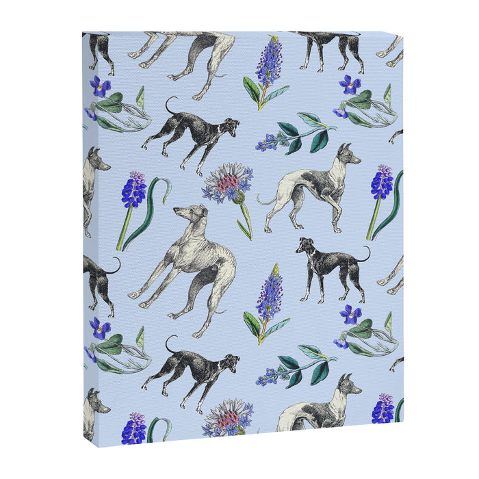 GREYHOUND DOGS and Blue Meadow Botanical Pattern  Canvas Print Gallery Image 1