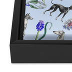 GREYHOUND DOGS and Blue Meadow Botanical Pattern  Framed Canvas Print Gallery Image 3