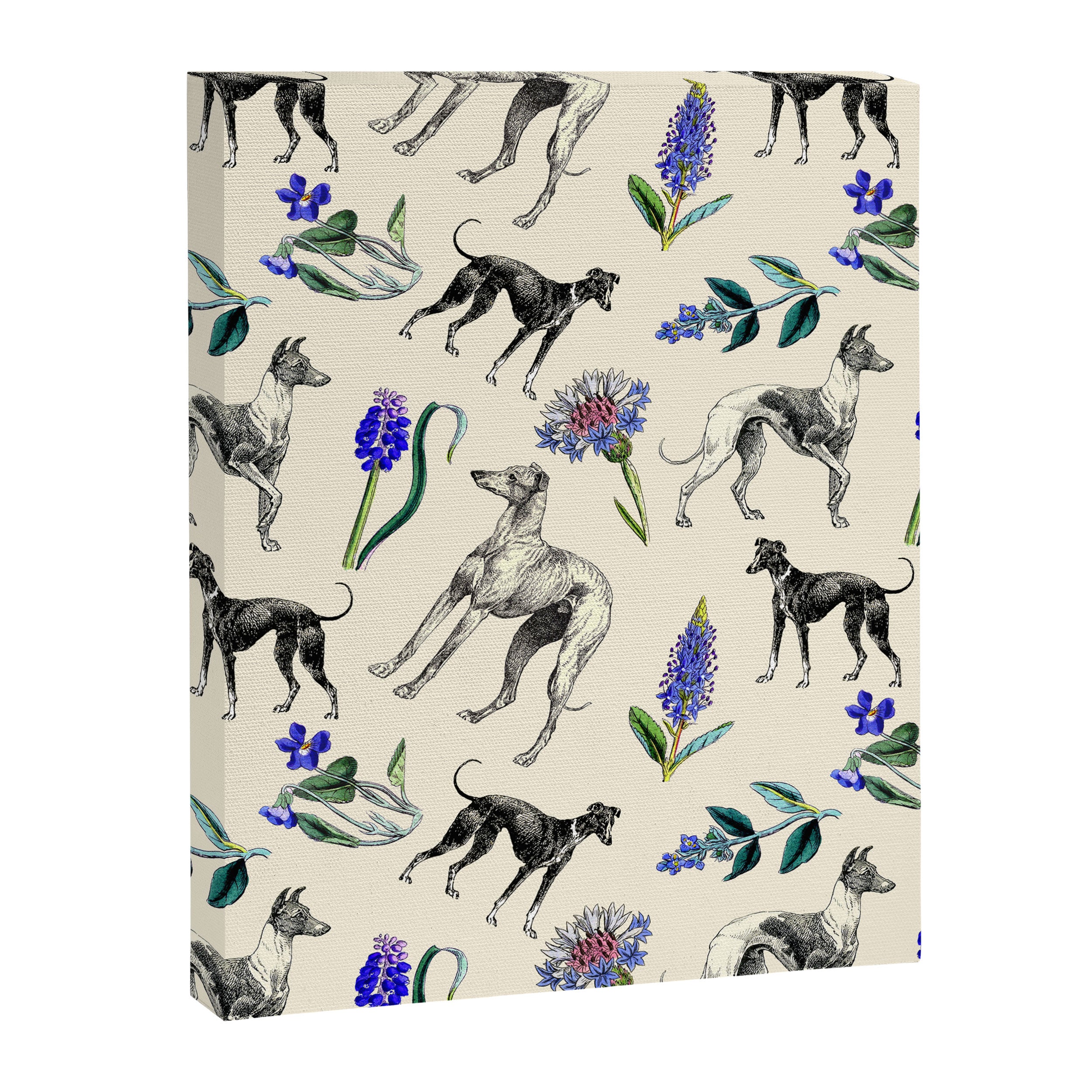 GREYHOUND DOGS and PRESSED FLOWERS Canvas Print Gallery Image 8