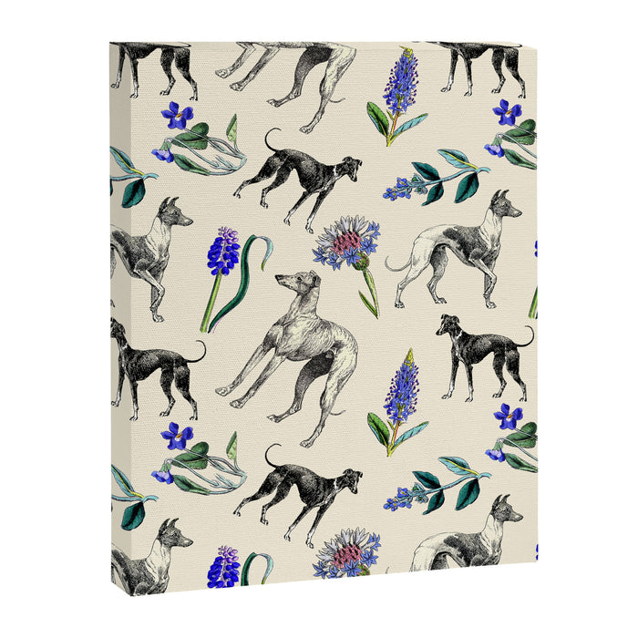 GREYHOUND DOGS and PRESSED FLOWERS Canvas Print Gallery Image 1