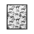 Horse Racing Black and White Toile Pattern  Framed Canvas Print Gallery Image 8