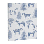 HORSES and TREES Blue Monochrome Toile Pattern  Canvas Print Gallery Image 8