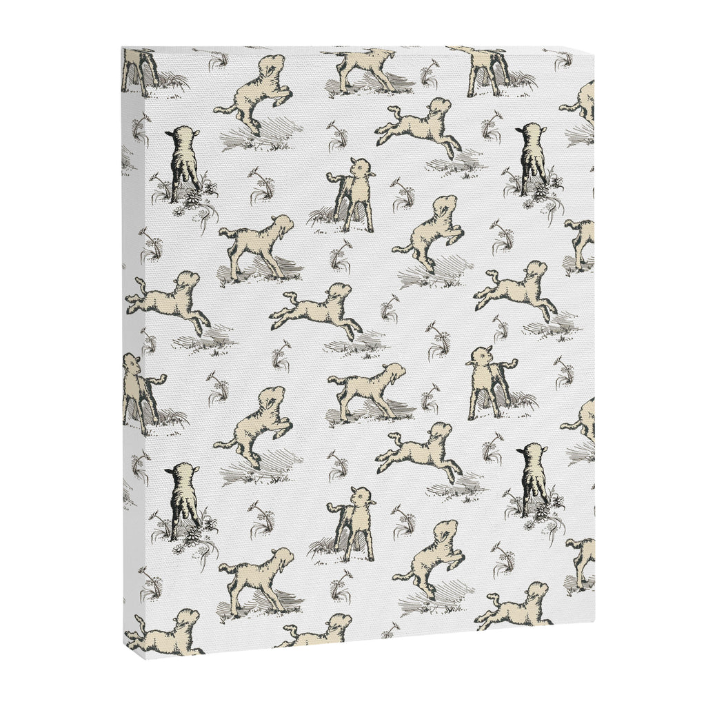 Little Sheep in Meadow - Toile pattern for Children  Canvas Print Gallery Image 8