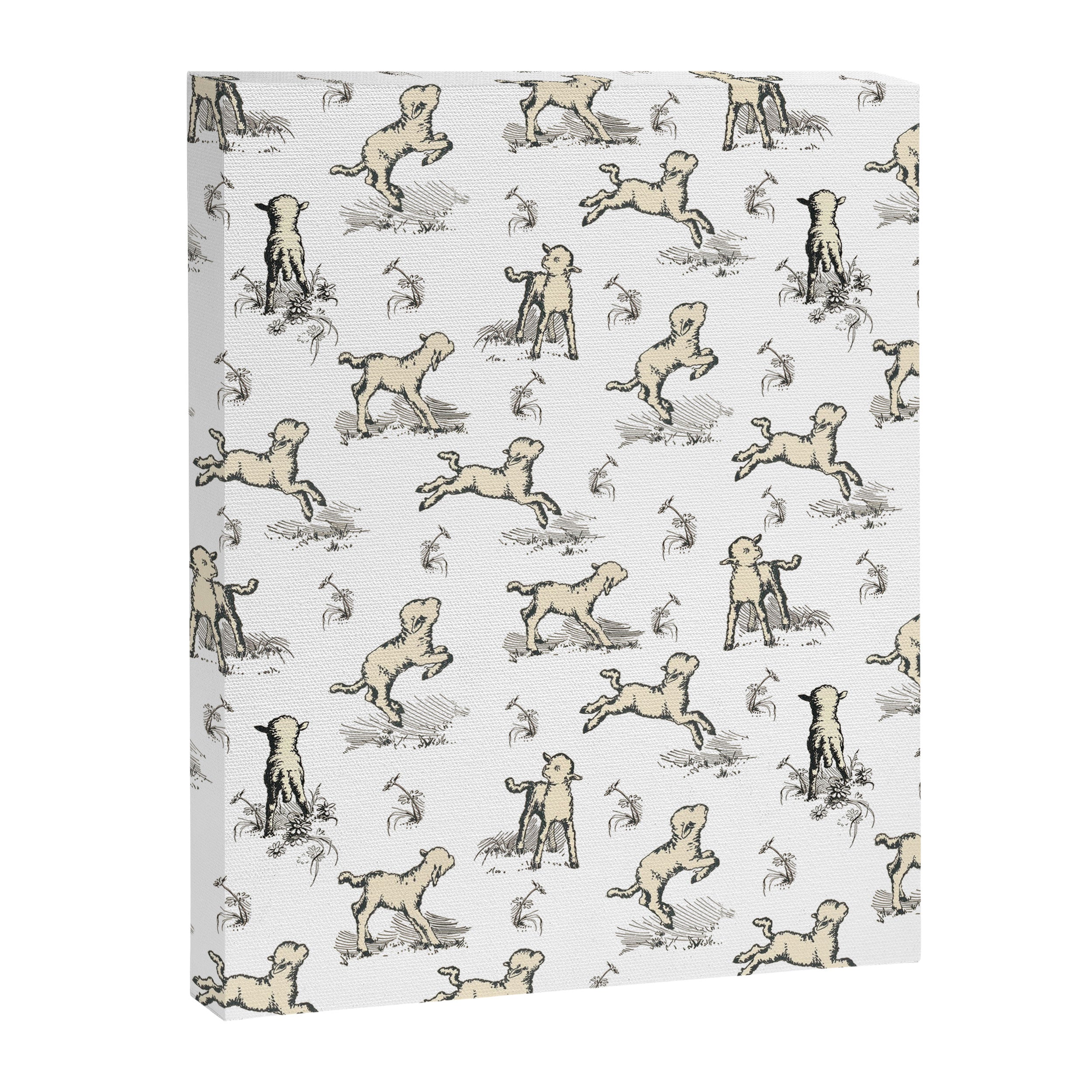 Little Sheep in Meadow - Toile pattern for Children  Canvas Print Gallery Image 8