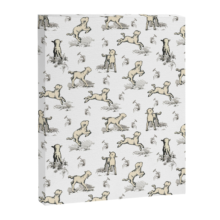 Little Sheep in Meadow - Toile pattern for Children  Canvas Print Gallery Image 1