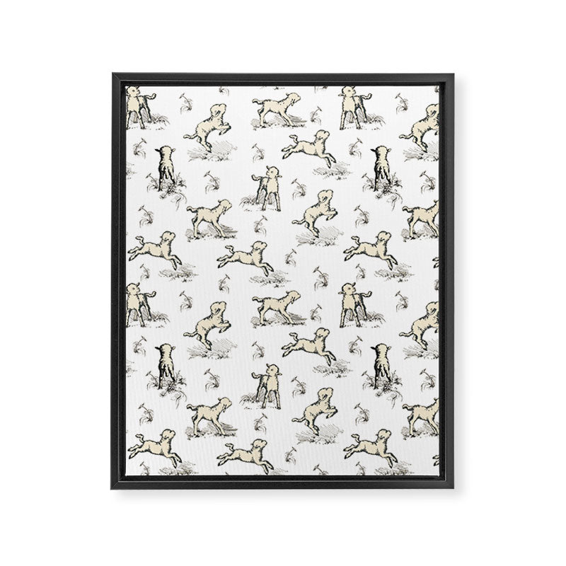 Little Sheep in Meadow - Toile pattern for Children  Framed Canvas Print Gallery Image 8