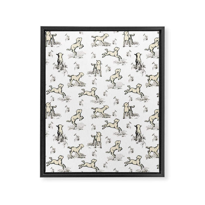 Little Sheep in Meadow - Toile pattern for Children  Framed Canvas Print Gallery Image 1
